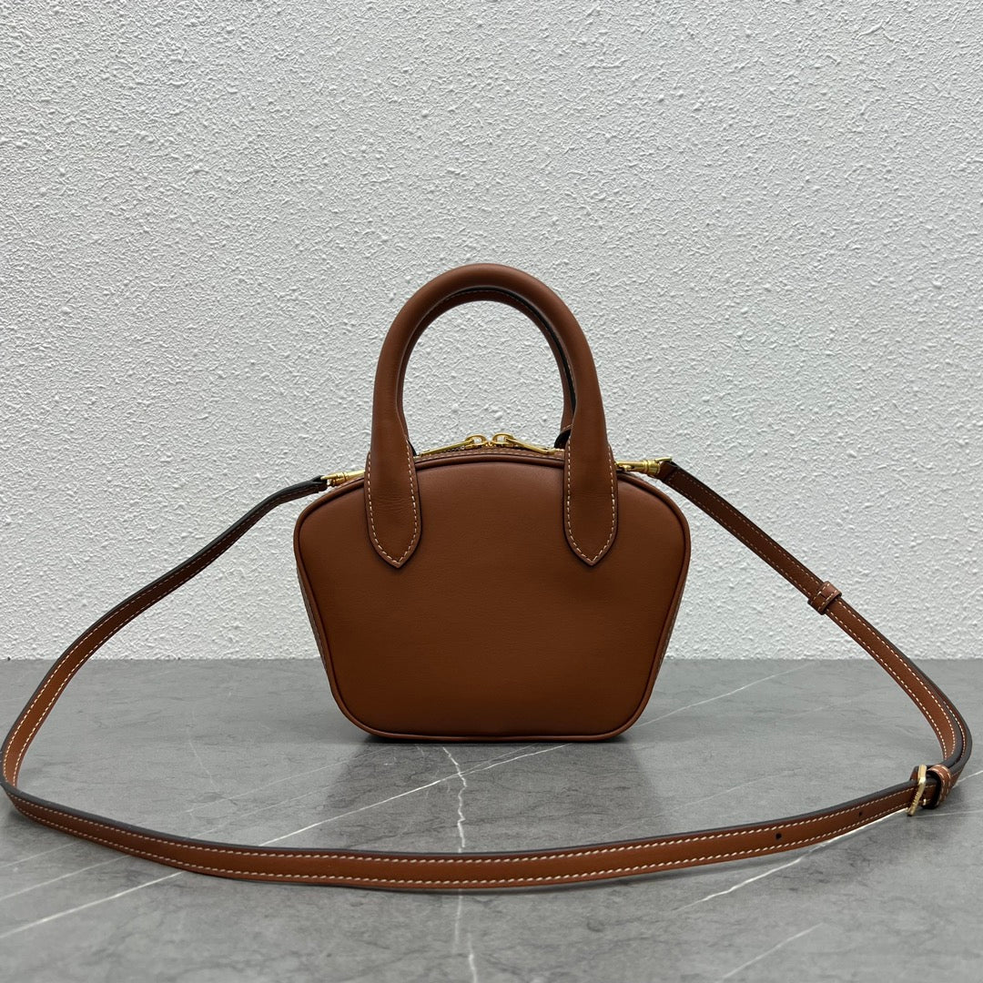 CE Mini Bowling Bag Tan For Women 8in/20cm