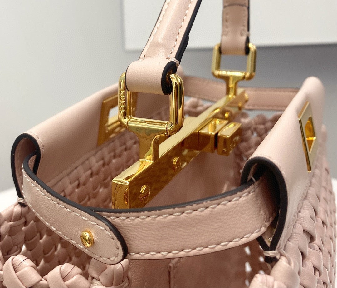 FI Peekaboo Mini Pale Pink Braided Bag For Woman 18cm/7in