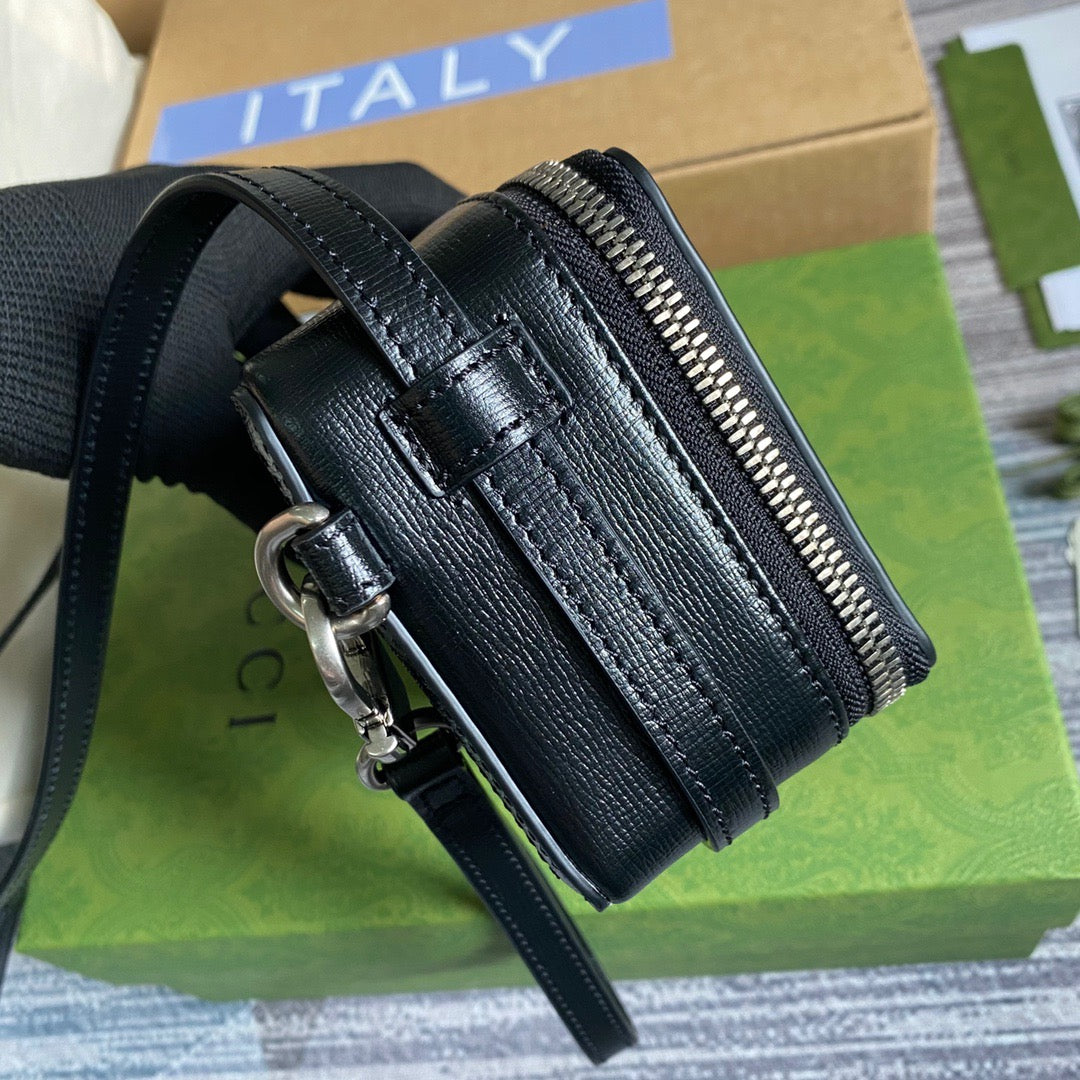 gg Mini Bag With Interlocking G Black gg Supreme Canvas For Women 9in/23cm gg