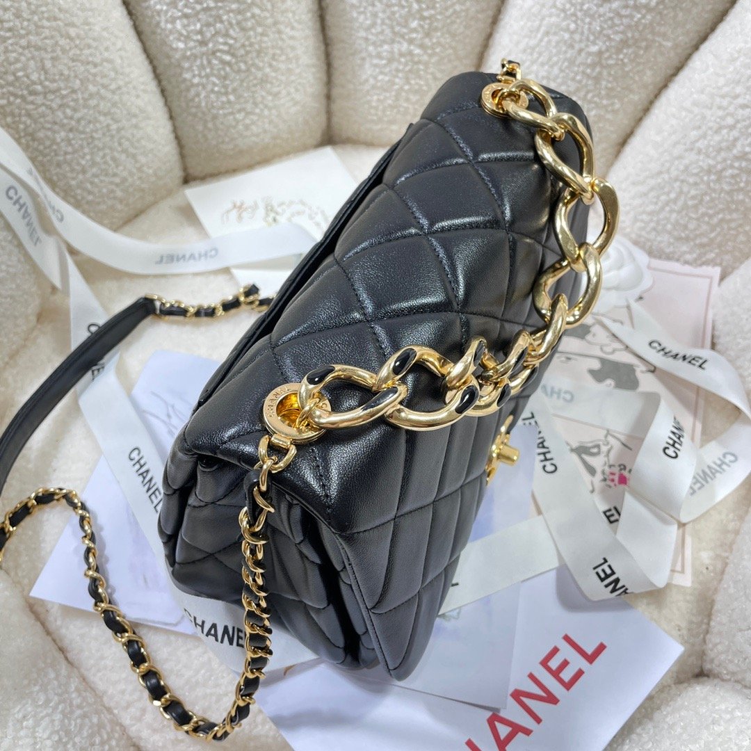ChanelLarge Flap Bag Gold Hardware Black For Women, Women’s Handbags, Shoulder Bags 9.1in/23cm AS3367