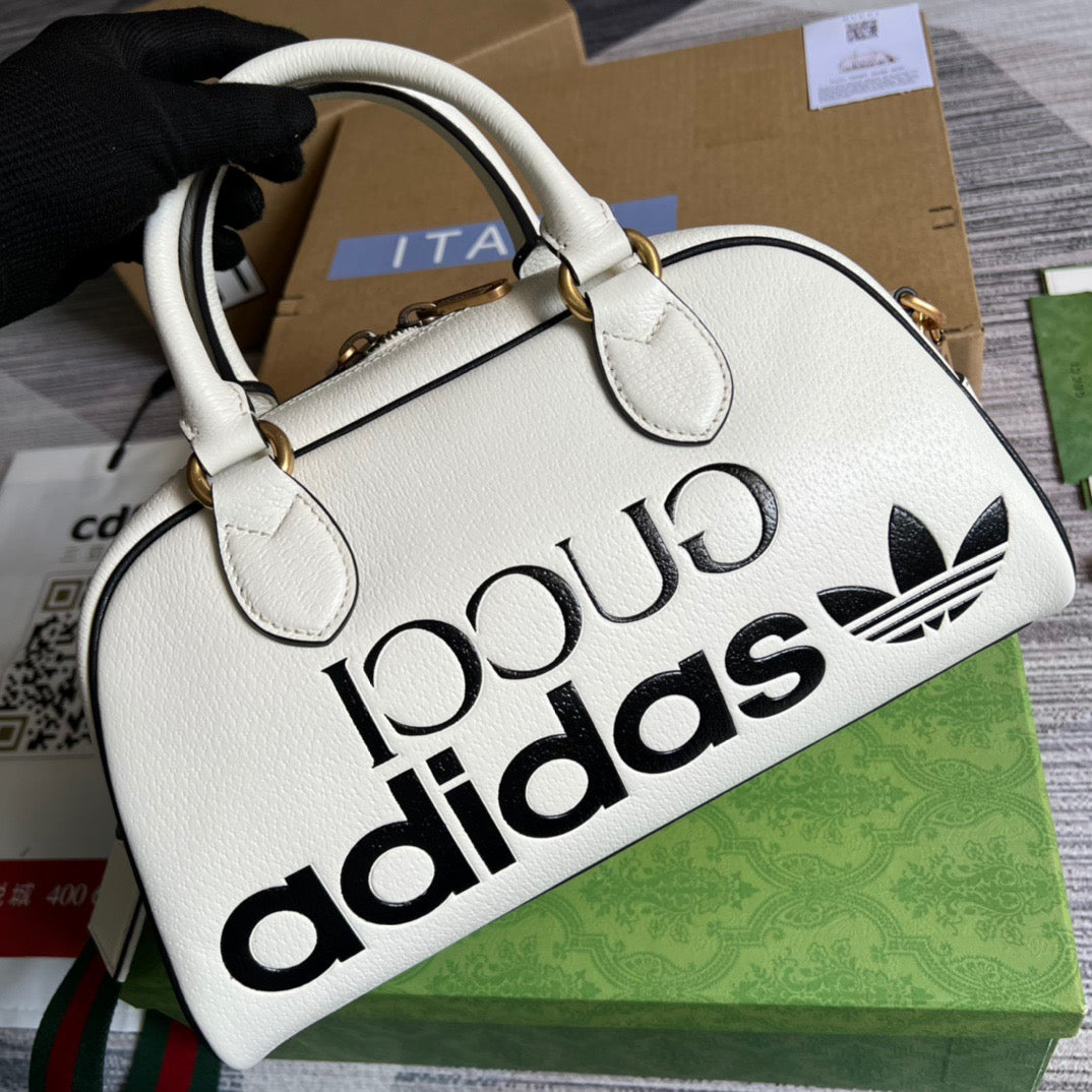gg x Adidas Mini Duffle Bag White For Women, Women’s Bags 12.4in/32cm gg 702397 U3ZCT 8727