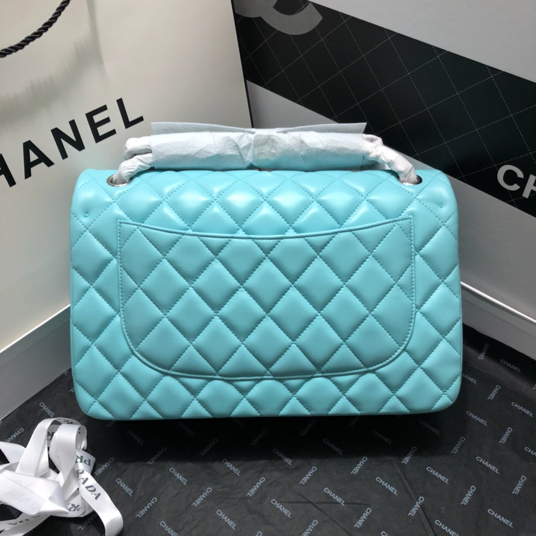 ChanelLarge Classic Handbag Silver Hardware Blue For Women, Women’s Handbags, Shoulder Bags 11.8in/30cm