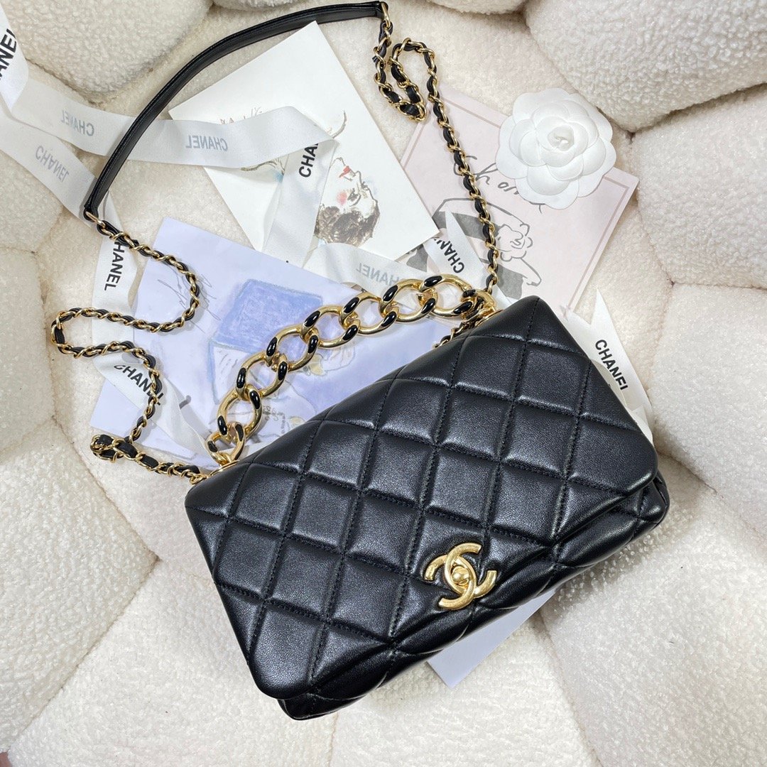 ChanelLarge Flap Bag Gold Hardware Black For Women, Women’s Handbags, Shoulder Bags 9.1in/23cm AS3367