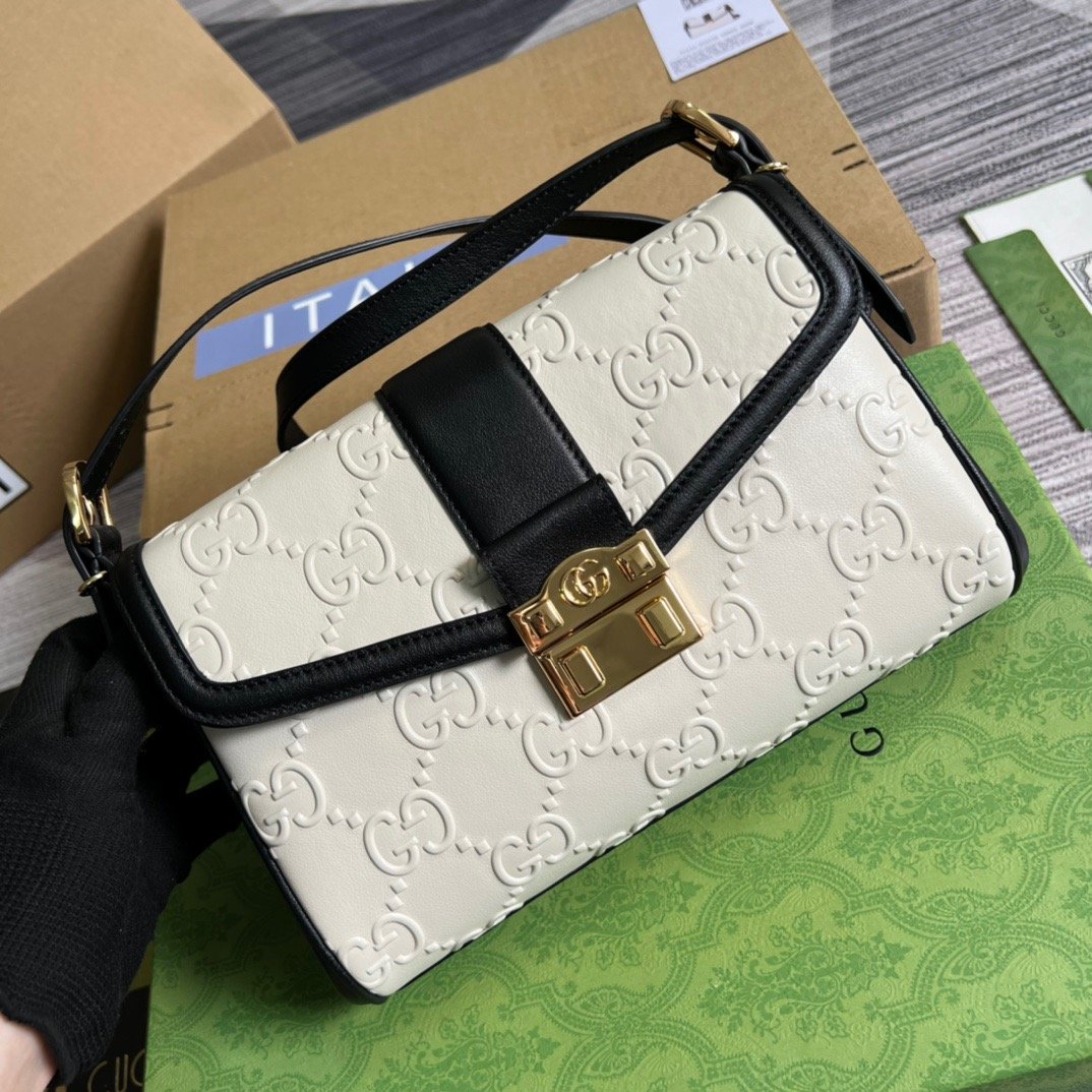gg Small gg Top Handle Bag White For Women, Women’s Bags 17.7in/19cm gg 675791 UD9AX 9099