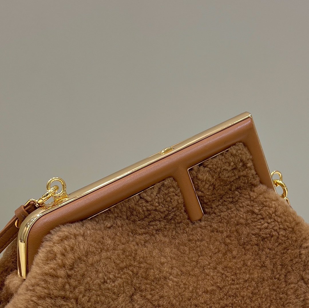 FI First Small Brown Mink Bag For Woman 26cm/10in