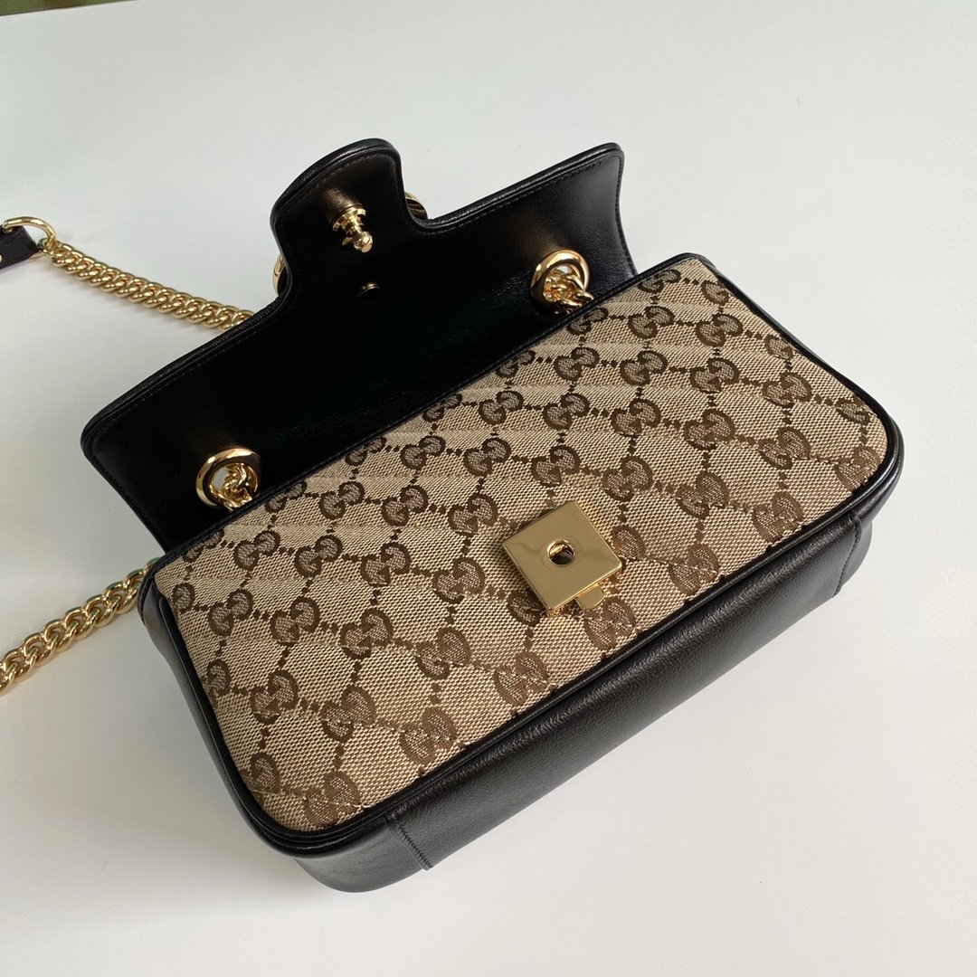 gg Marmont Matelassé Mini Bag Beige/Ebony Diagonal Matelassé Original gg Canvas For Women 8.5in/22cm 446744