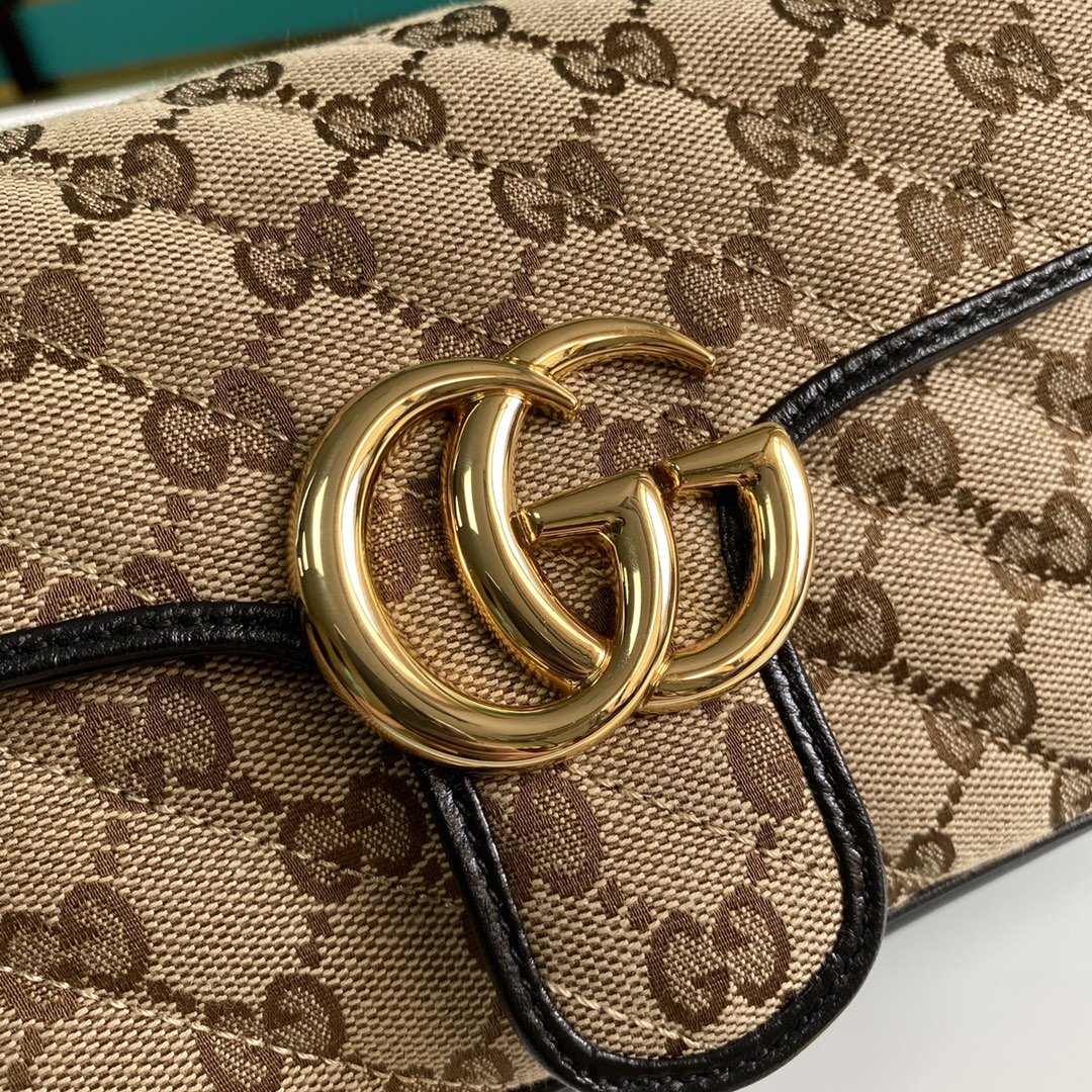 gg Marmont Matelassé Mini Bag Beige/Ebony Diagonal Matelassé Original gg Canvas For Women 8.5in/22cm 446744