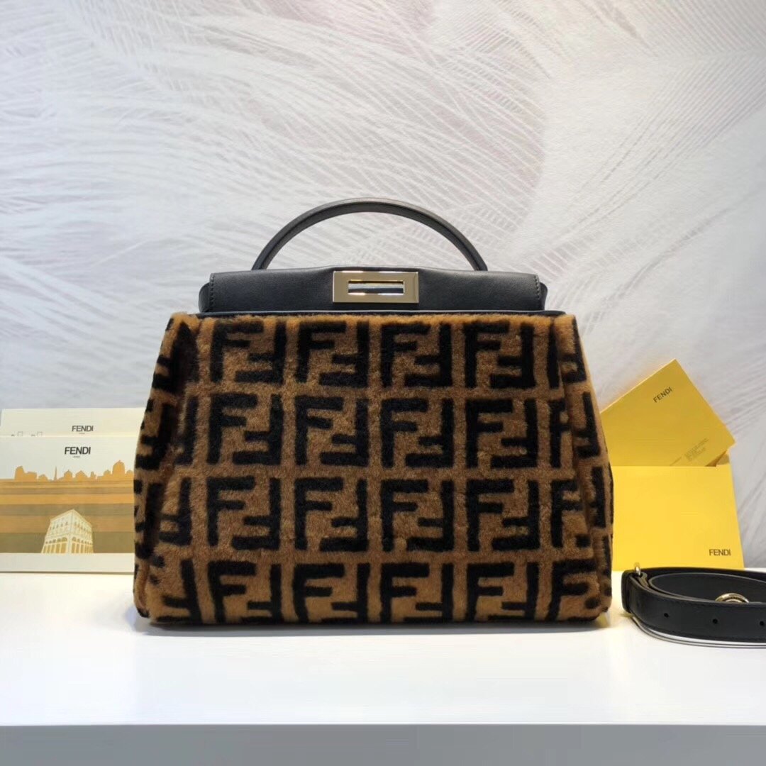 FI Peekaboo Handle Bag Brown For Women, Women’s Bags 14.9in/38cm FF