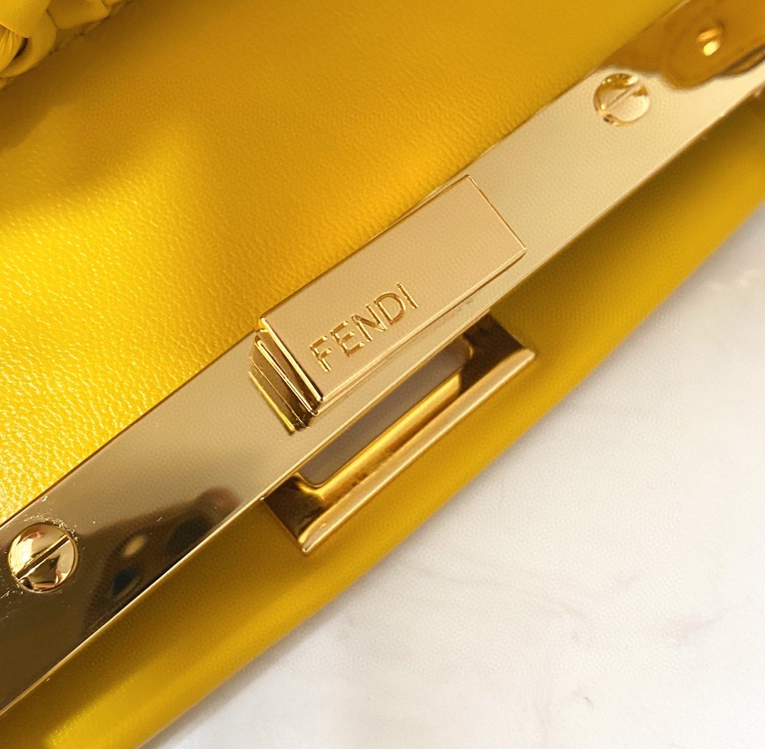 FI Peekaboo Mini Yellow Braided Bag For Woman 18cm/7in