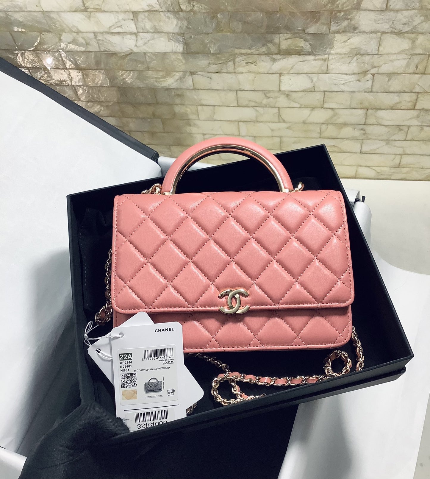 ChanelHand-Held Oblique Cross Bag PiNike For Women, Women’s Bags 6.7in/19cm