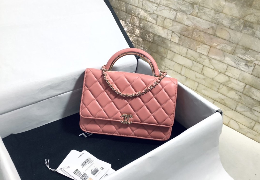 ChanelHand-Held Oblique Cross Bag PiNike For Women, Women’s Bags 6.7in/19cm