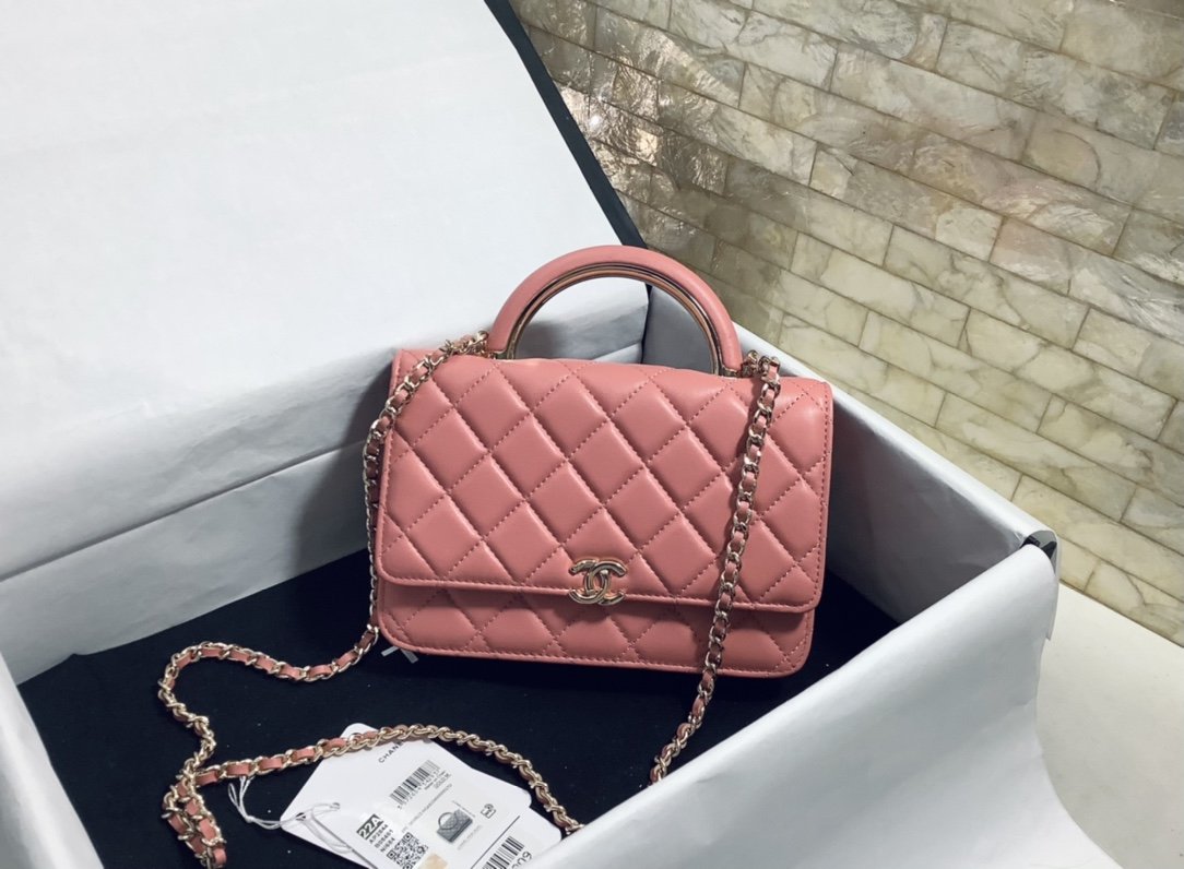 ChanelHand-Held Oblique Cross Bag PiNike For Women, Women’s Bags 6.7in/19cm