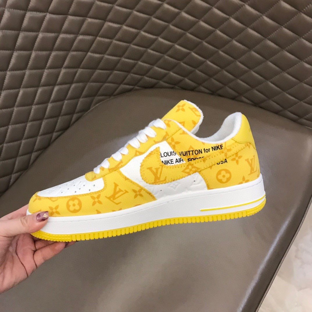 Louis Vuitton And NIKE “AIR.FORCE 1” By Virgil Abloh White/Yellow For Men, Men’s Shoes