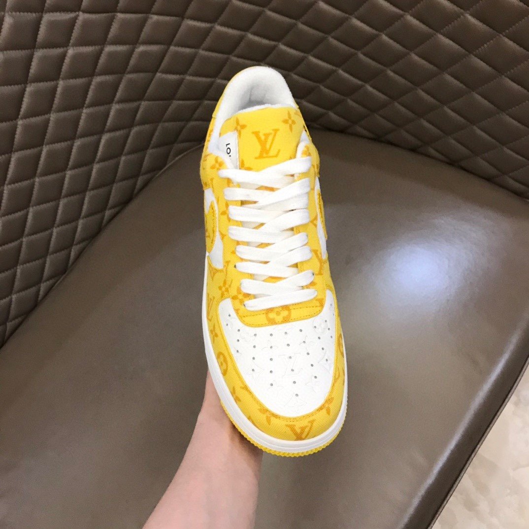 Louis Vuitton And NIKE “AIR.FORCE 1” By Virgil Abloh White/Yellow For Men, Men’s Shoes