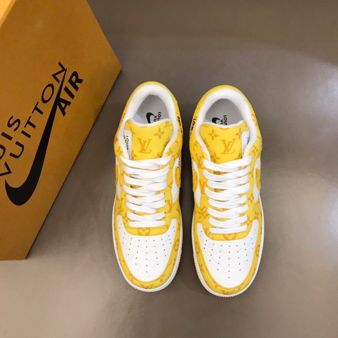 Louis Vuitton And NIKE “AIR.FORCE 1” By Virgil Abloh White/Yellow For Men, Men’s Shoes