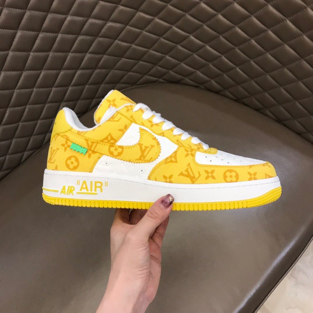 Louis Vuitton And NIKE “AIR.FORCE 1” By Virgil Abloh White/Yellow For Men, Men’s Shoes