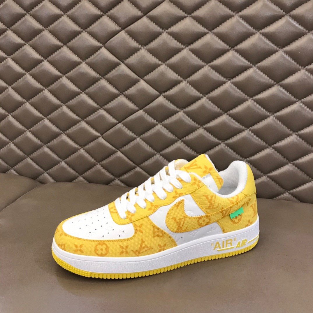 Louis Vuitton And NIKE “AIR.FORCE 1” By Virgil Abloh White/Yellow For Men, Men’s Shoes