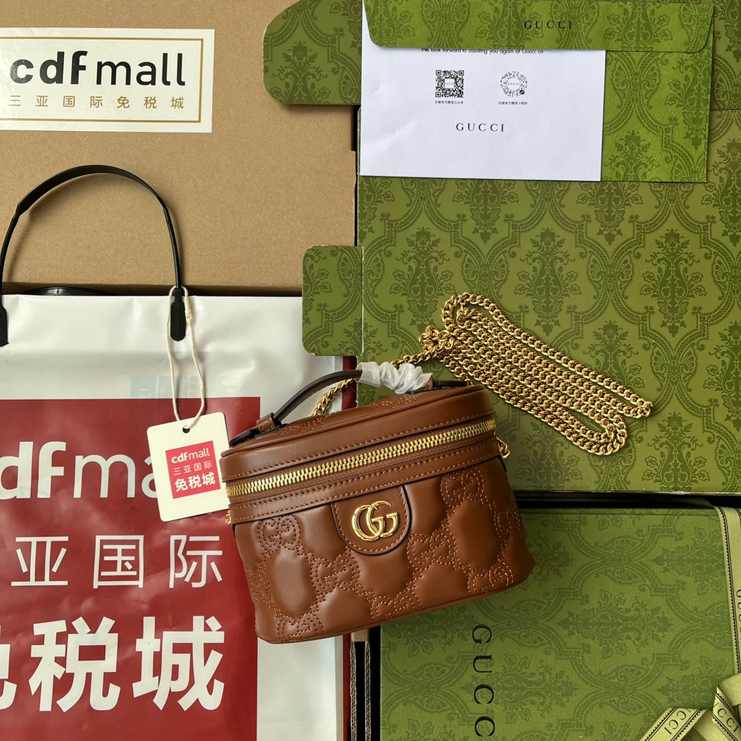 gg Quilted gg Mini Handbag Brown For Women, Women’s Bags 6.3in/16cm gg 723770 UM8IG 2546