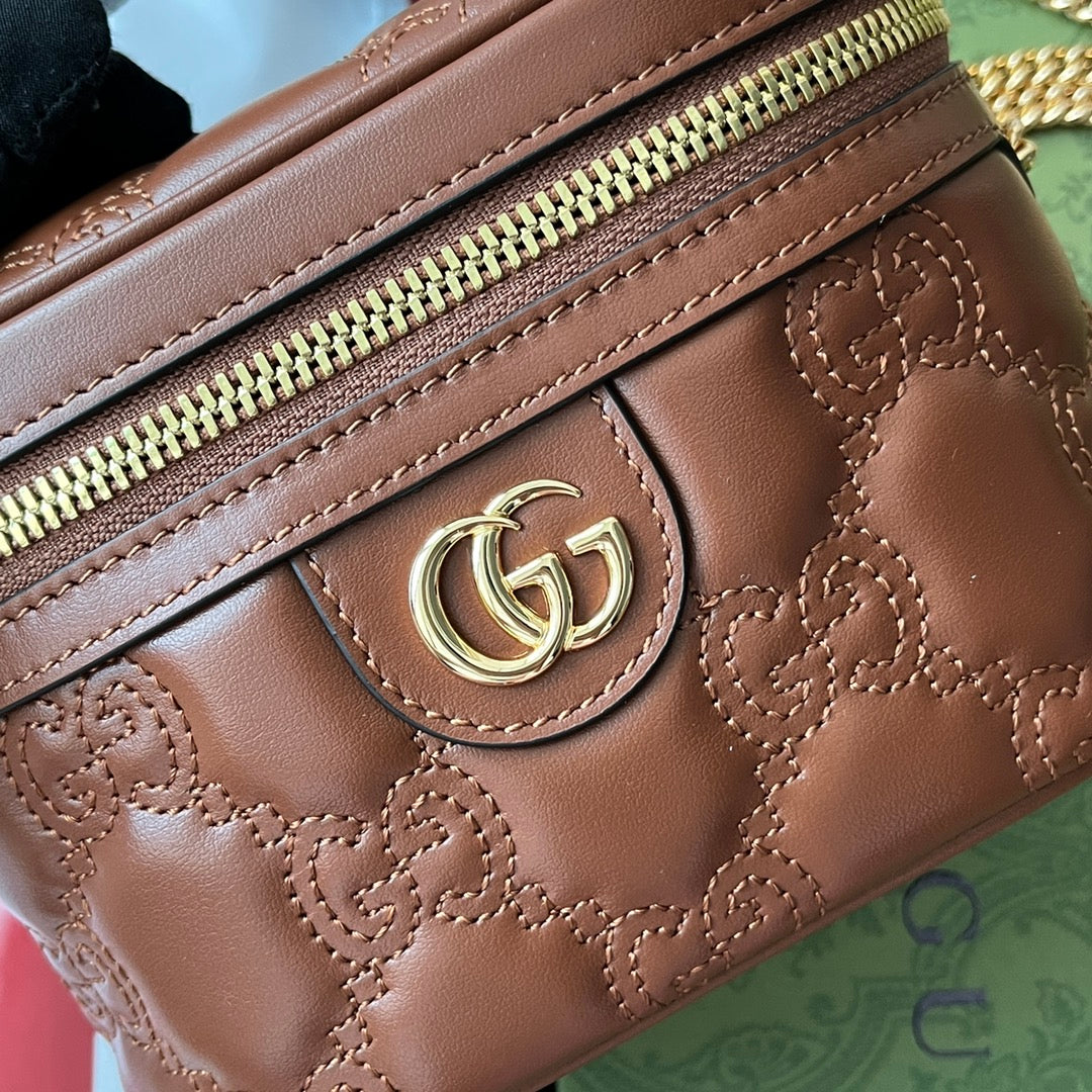 gg Quilted gg Mini Handbag Brown For Women, Women’s Bags 6.3in/16cm gg 723770 UM8IG 2546