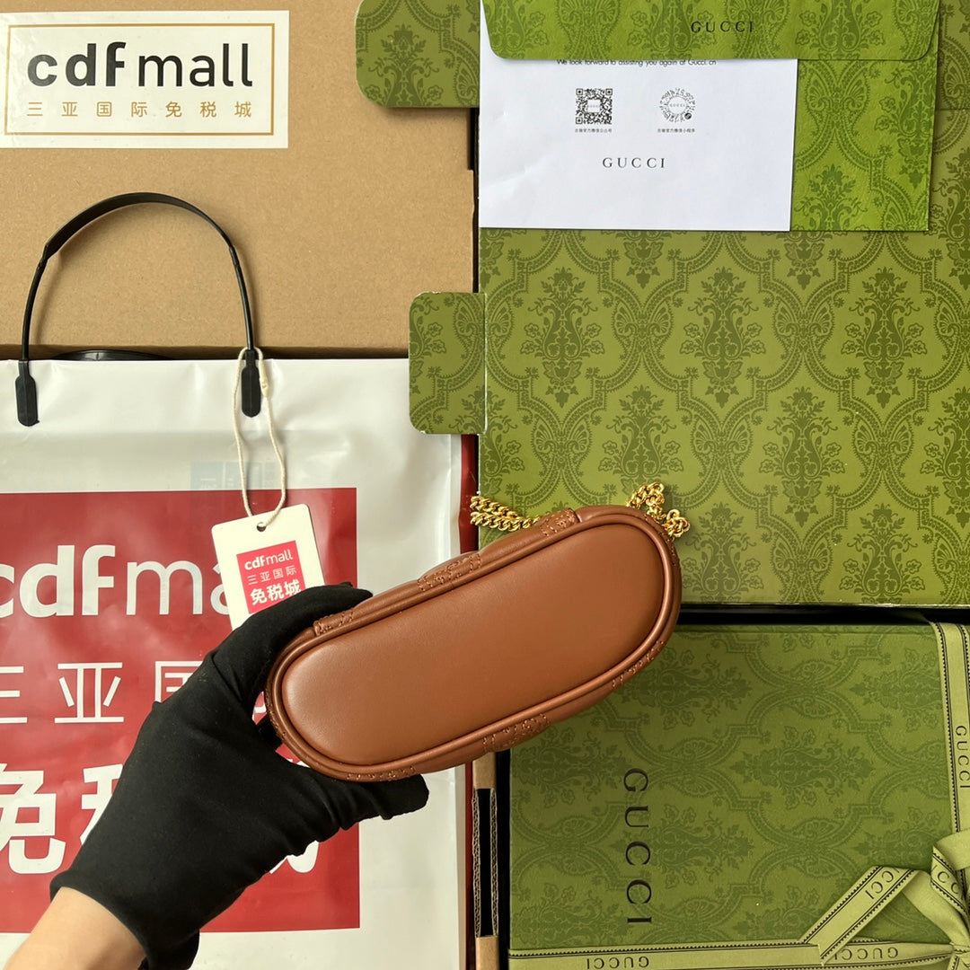gg Quilted gg Mini Handbag Brown For Women, Women’s Bags 6.3in/16cm gg 723770 UM8IG 2546