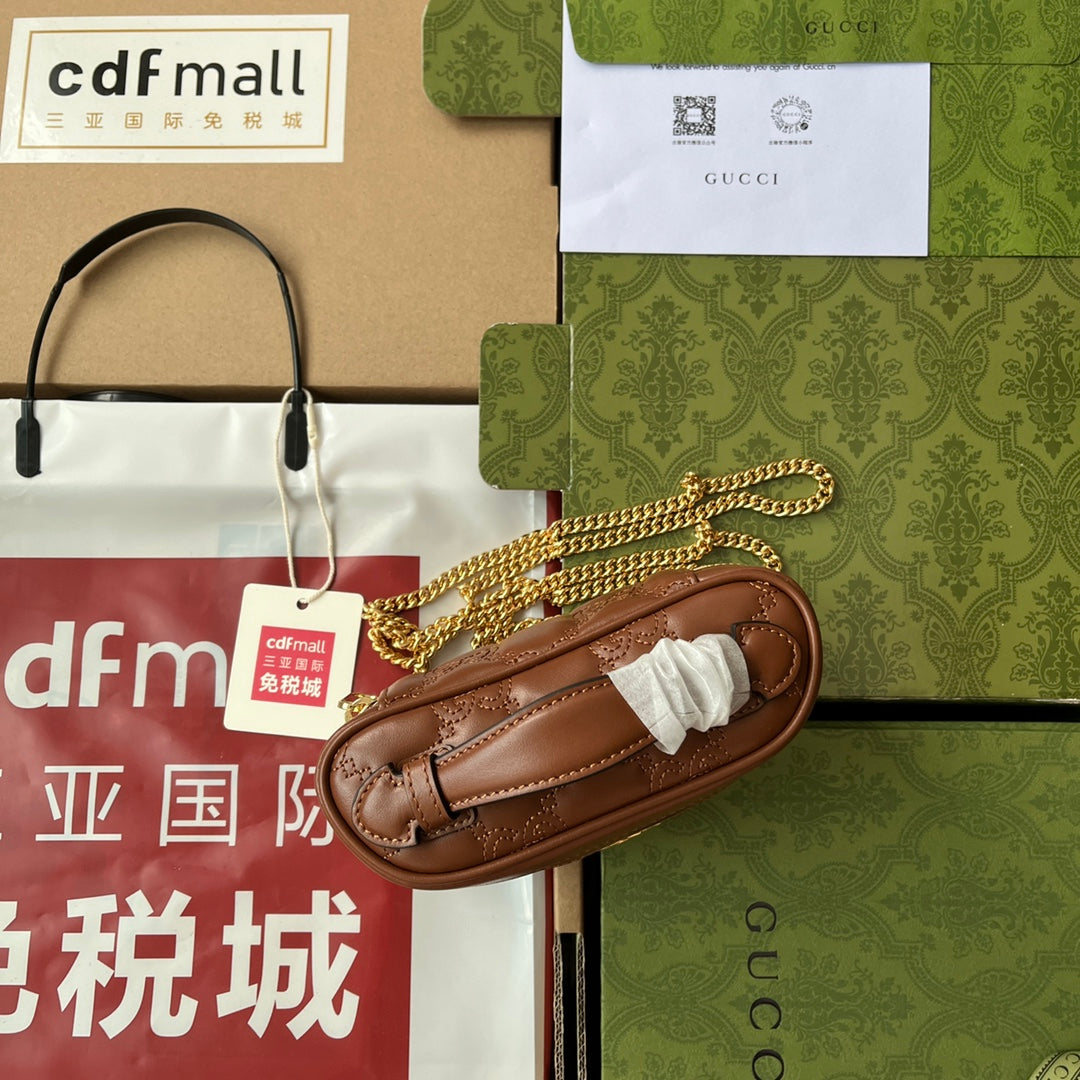 gg Quilted gg Mini Handbag Brown For Women, Women’s Bags 6.3in/16cm gg 723770 UM8IG 2546