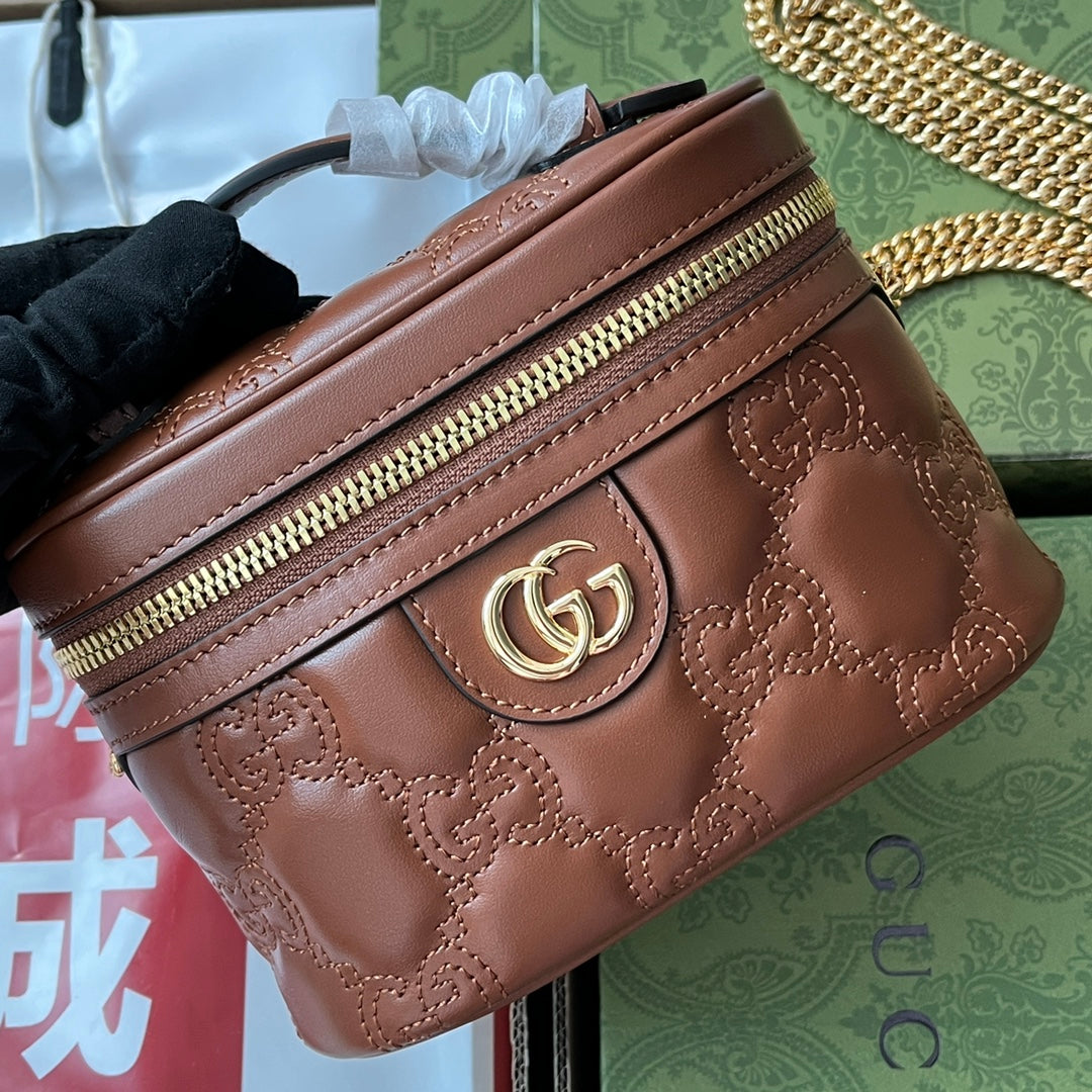 gg Quilted gg Mini Handbag Brown For Women, Women’s Bags 6.3in/16cm gg 723770 UM8IG 2546
