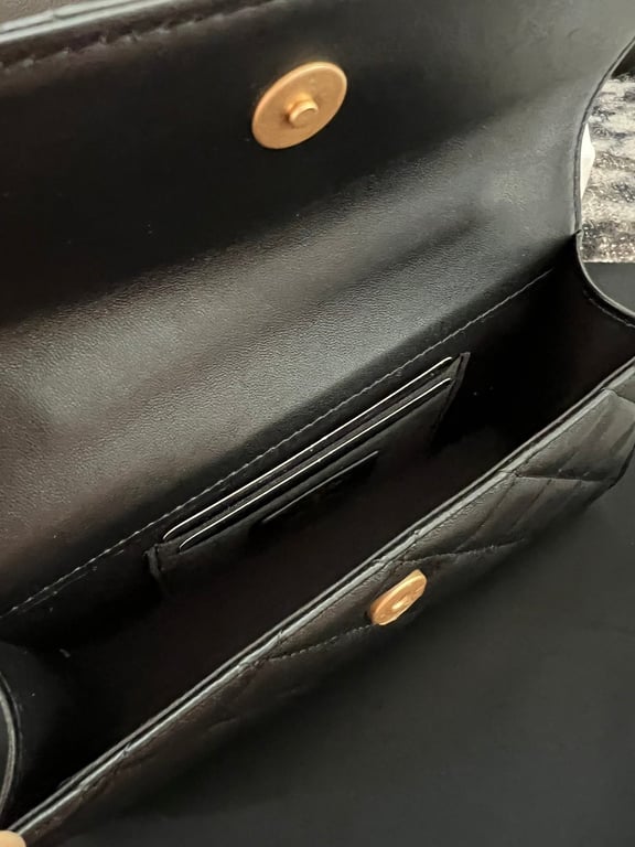 CHL LAMBSKIN MINI KELLY FLAP BAG BLACK 17CM