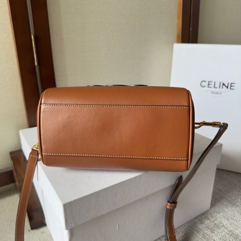 CE SMALL BOSTON BAG IN SMOOTH CALFSKIN WITH CUIR TRIOMPHE BROWN
