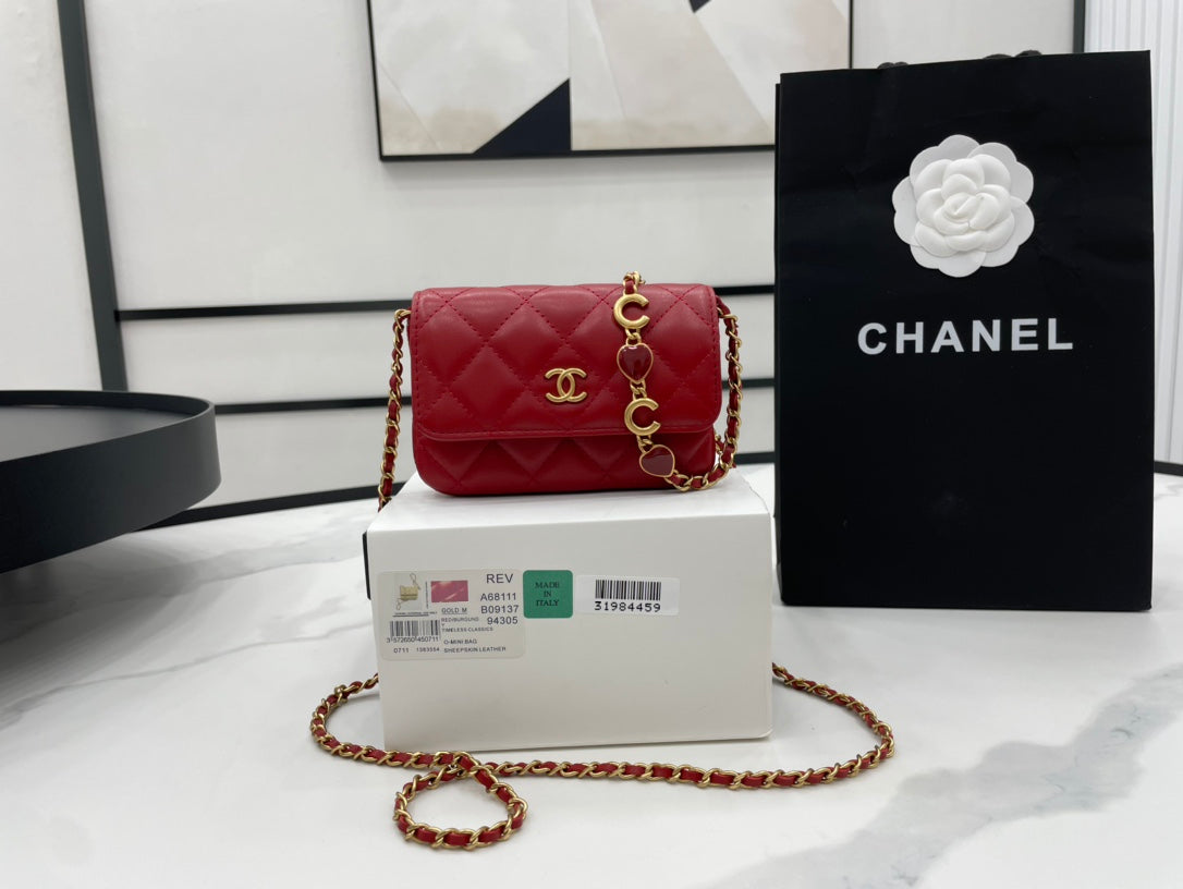 ChanelMini Flap Bag Red For Women, Women’s Bags 7.5in/19cm