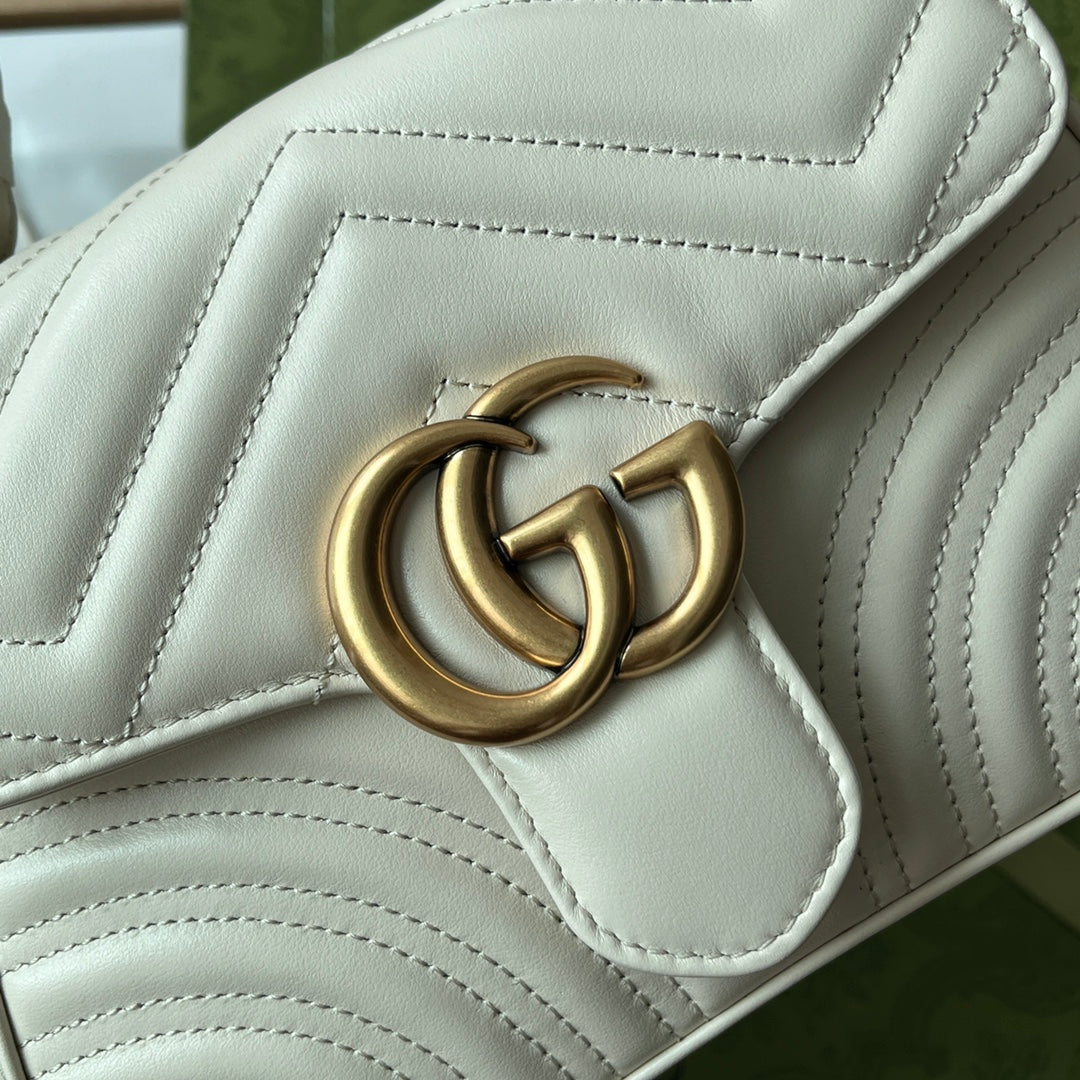 gg Marmont Mini Top Handle Bag White For Women, Women’s Bags 8.3in/21cm gg 547260 DTDIT 9022