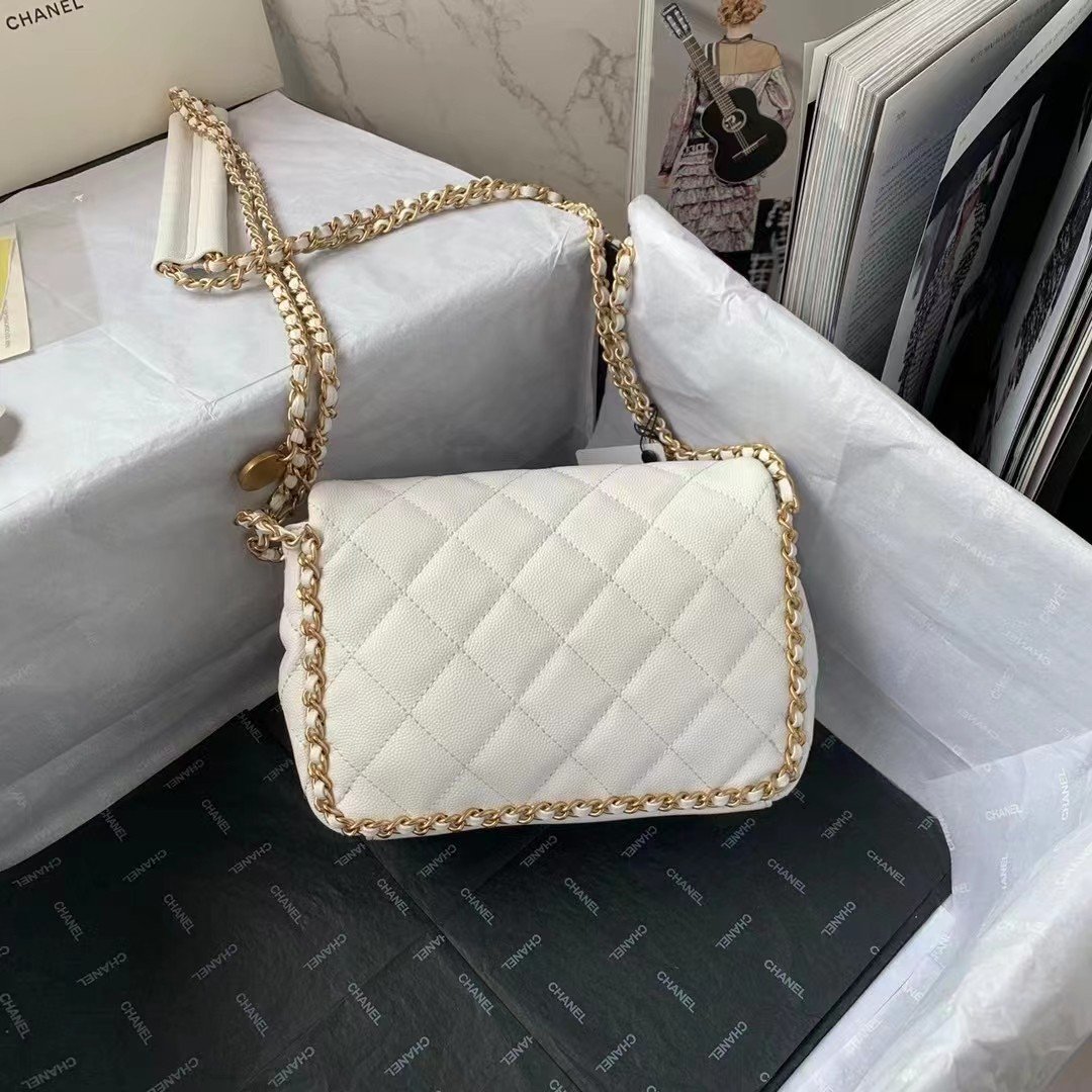 ChanelFlapbag With Chain White For Women, Women’s Bags 8.3in/21cm