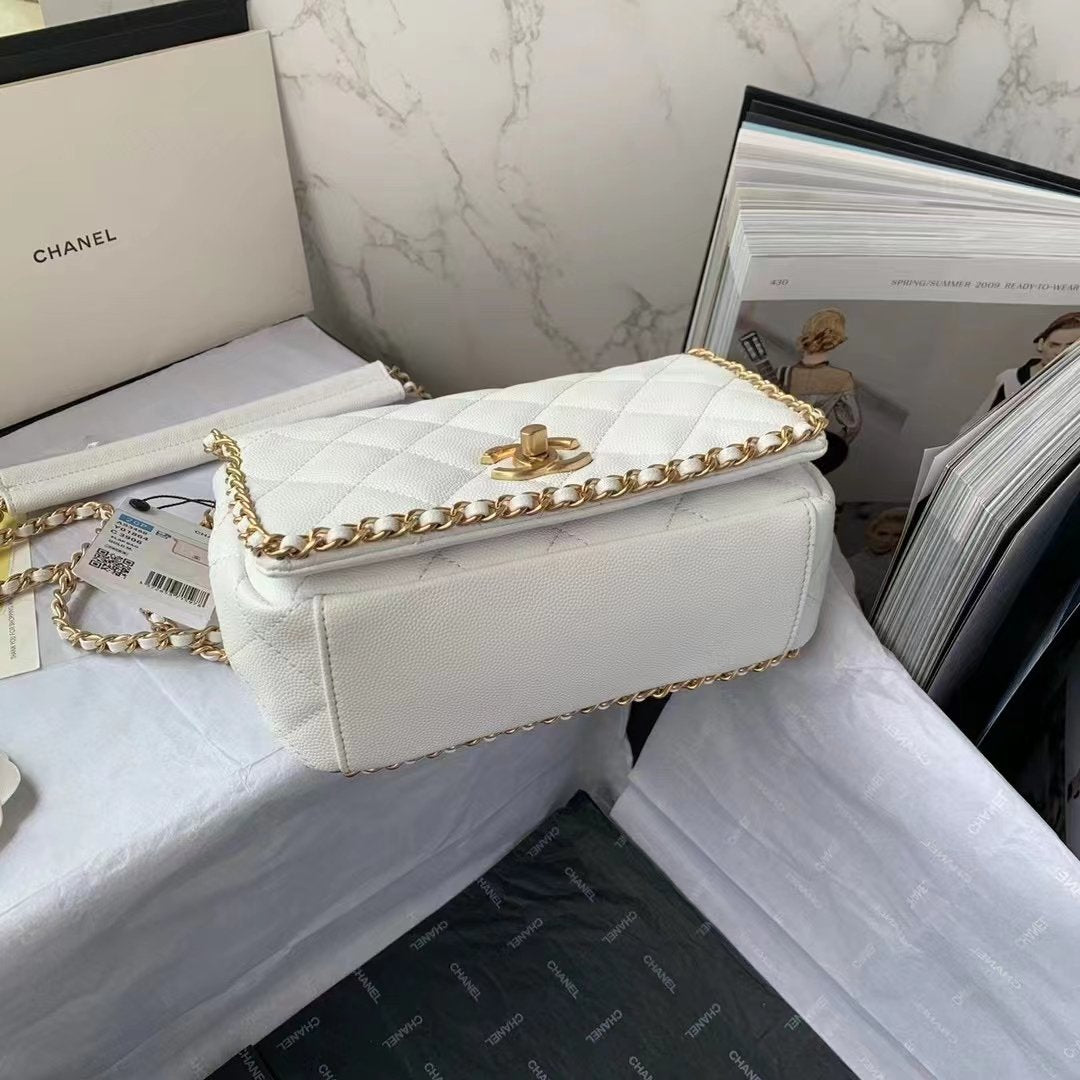 ChanelFlapbag With Chain White For Women, Women’s Bags 8.3in/21cm