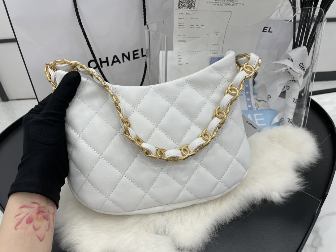 ChanelHobo Handbag White For Women, Women’s Bags 9.4in/24cm