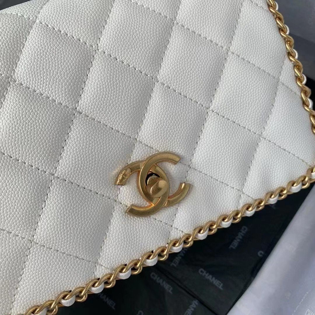 ChanelFlapbag With Chain White For Women, Women’s Bags 8.3in/21cm