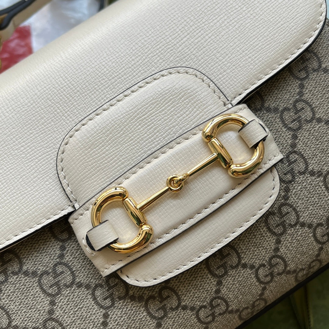 gg Ophidia gg Horsebit 1955 Mini Bag White And Beige For Women, Women’s Bags 8.6in/22cm gg