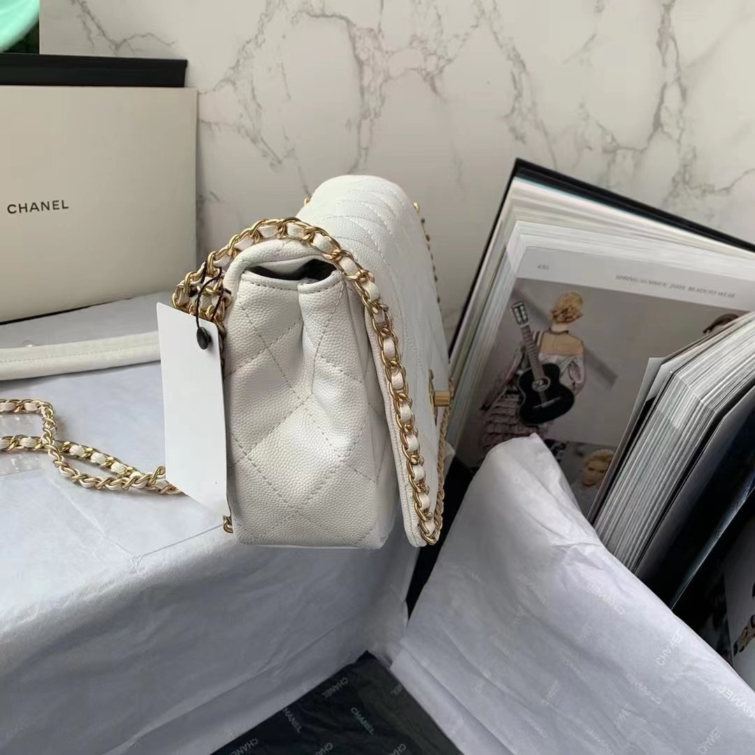 ChanelFlapbag With Chain White For Women, Women’s Bags 8.3in/21cm