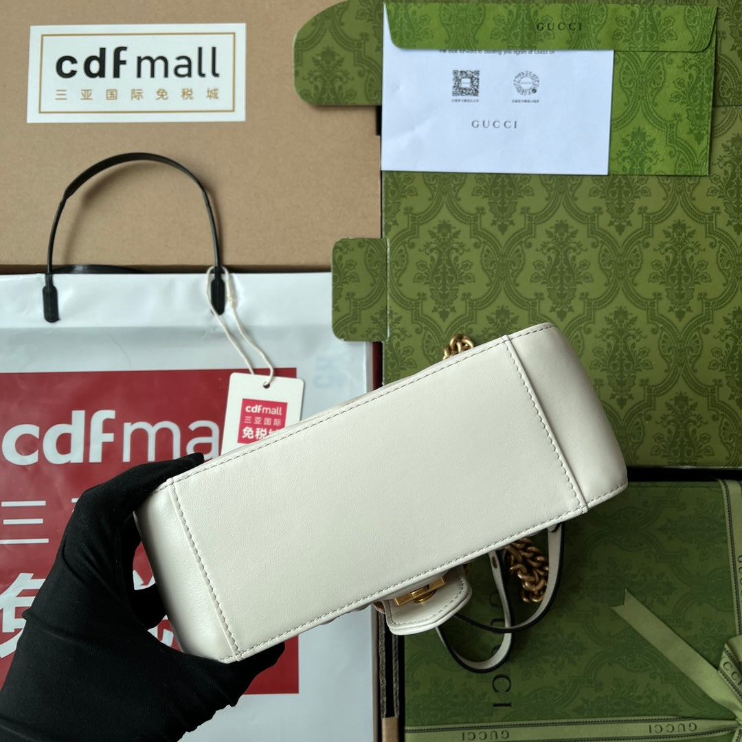 gg Marmont Mini Top Handle Bag White For Women, Women’s Bags 8.3in/21cm gg 547260 DTDIT 9022