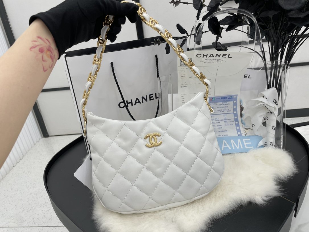 ChanelHobo Handbag White For Women, Women’s Bags 9.4in/24cm