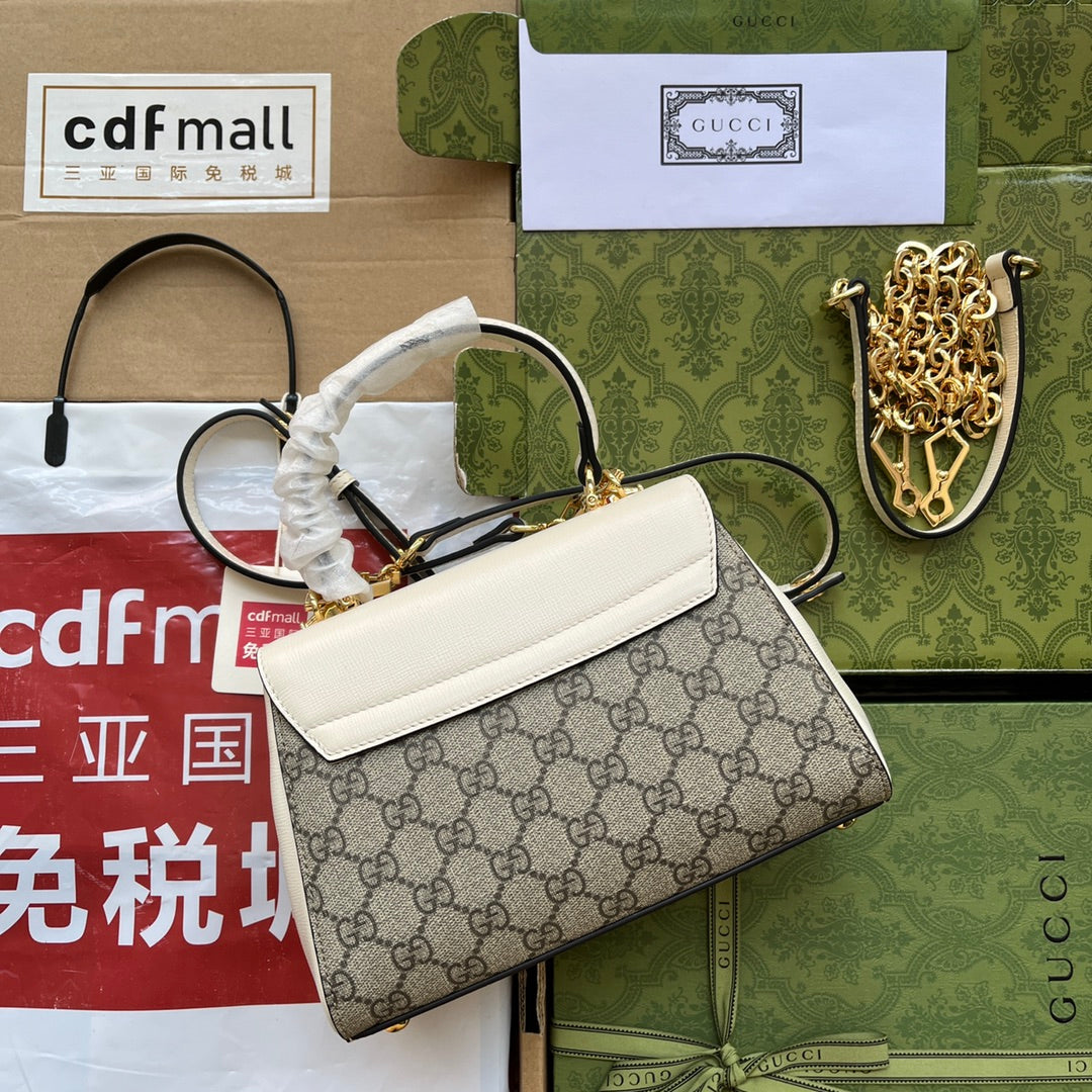 gg Ophidia gg Horsebit 1955 Mini Bag White And Beige For Women, Women’s Bags 8.6in/22cm gg