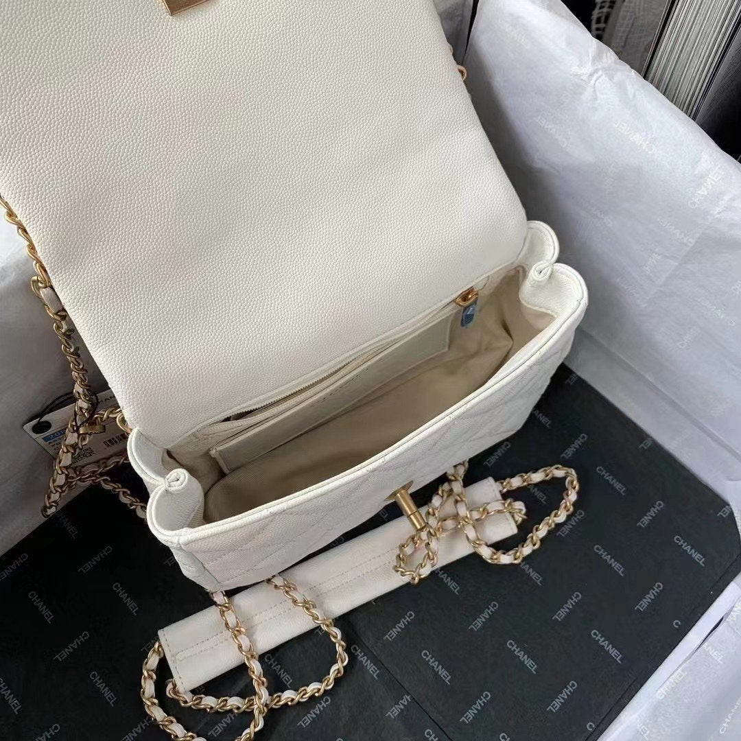 ChanelFlapbag With Chain White For Women, Women’s Bags 8.3in/21cm