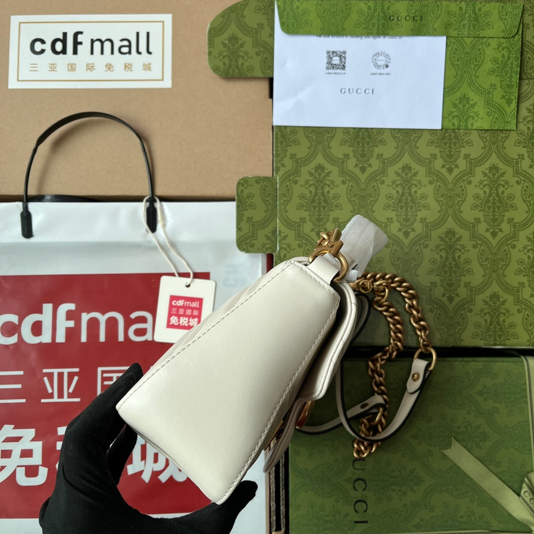 gg Marmont Mini Top Handle Bag White For Women, Women’s Bags 8.3in/21cm gg 547260 DTDIT 9022