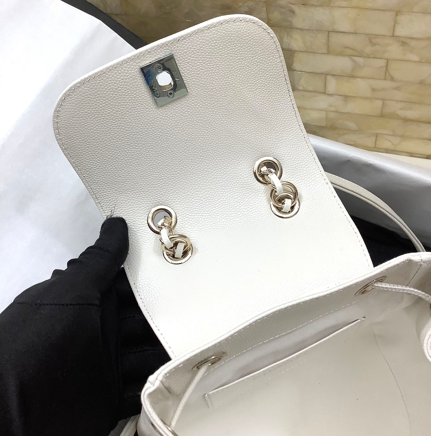 ChanelSmall Affinity Backpack White For Women, Women’s Bags 9.8in/25cm