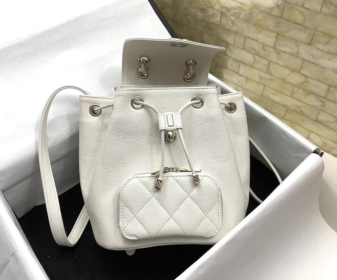 ChanelSmall Affinity Backpack White For Women, Women’s Bags 9.8in/25cm