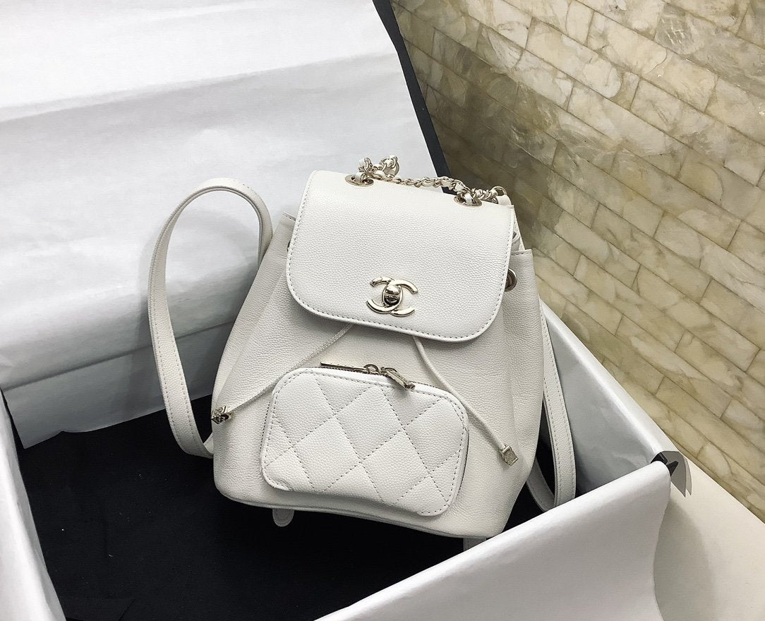 ChanelSmall Affinity Backpack White For Women, Women’s Bags 9.8in/25cm