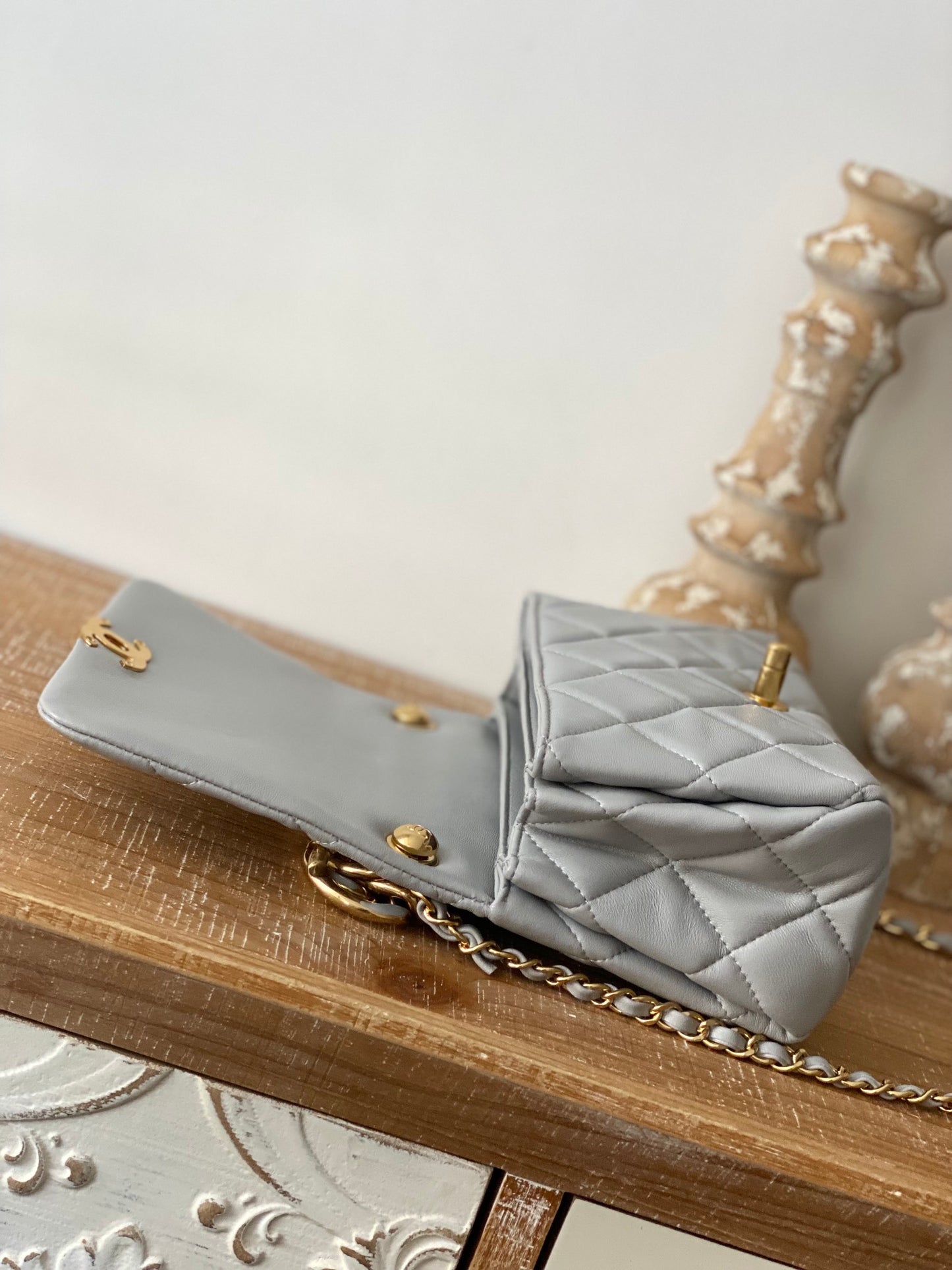 CHL Classic Diamond Flap Bag Gray For Women, Women’s Bags 9.1in/23cm