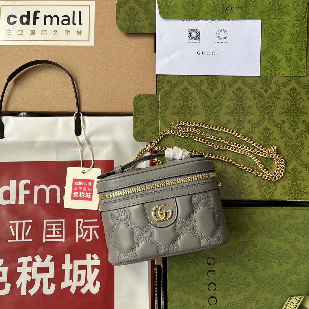 gg Quilted gg Mini Handbag Gray For Women, Women’s Bags 6.3in/16cm gg 723770 UM8IG 1275