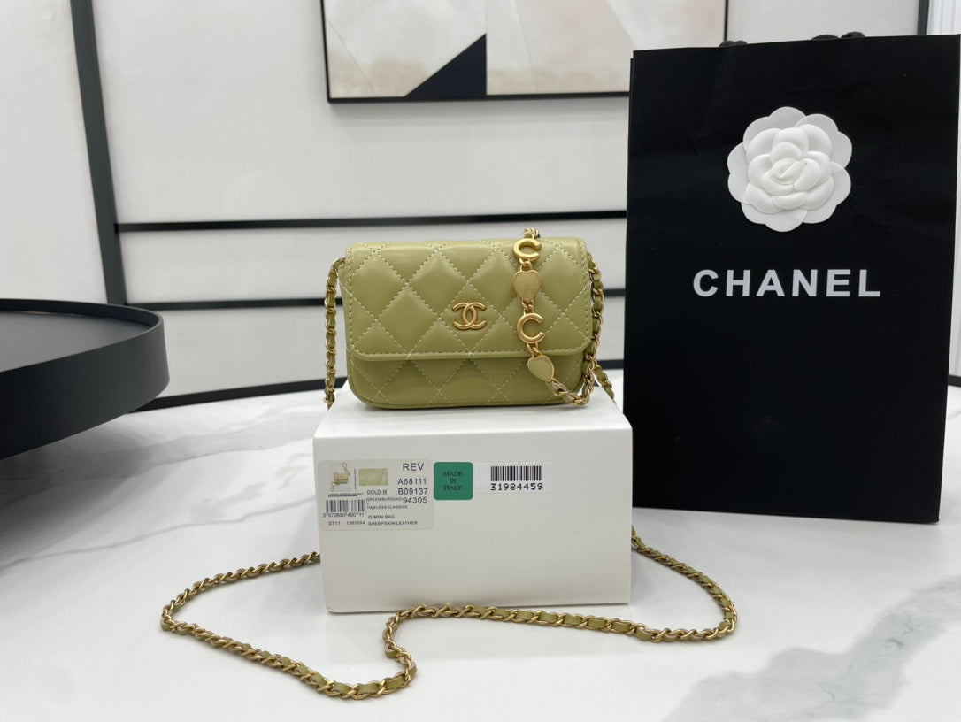 ChanelMini Flap Bag Green For Women, Women’s Bags 7.5in/19cm
