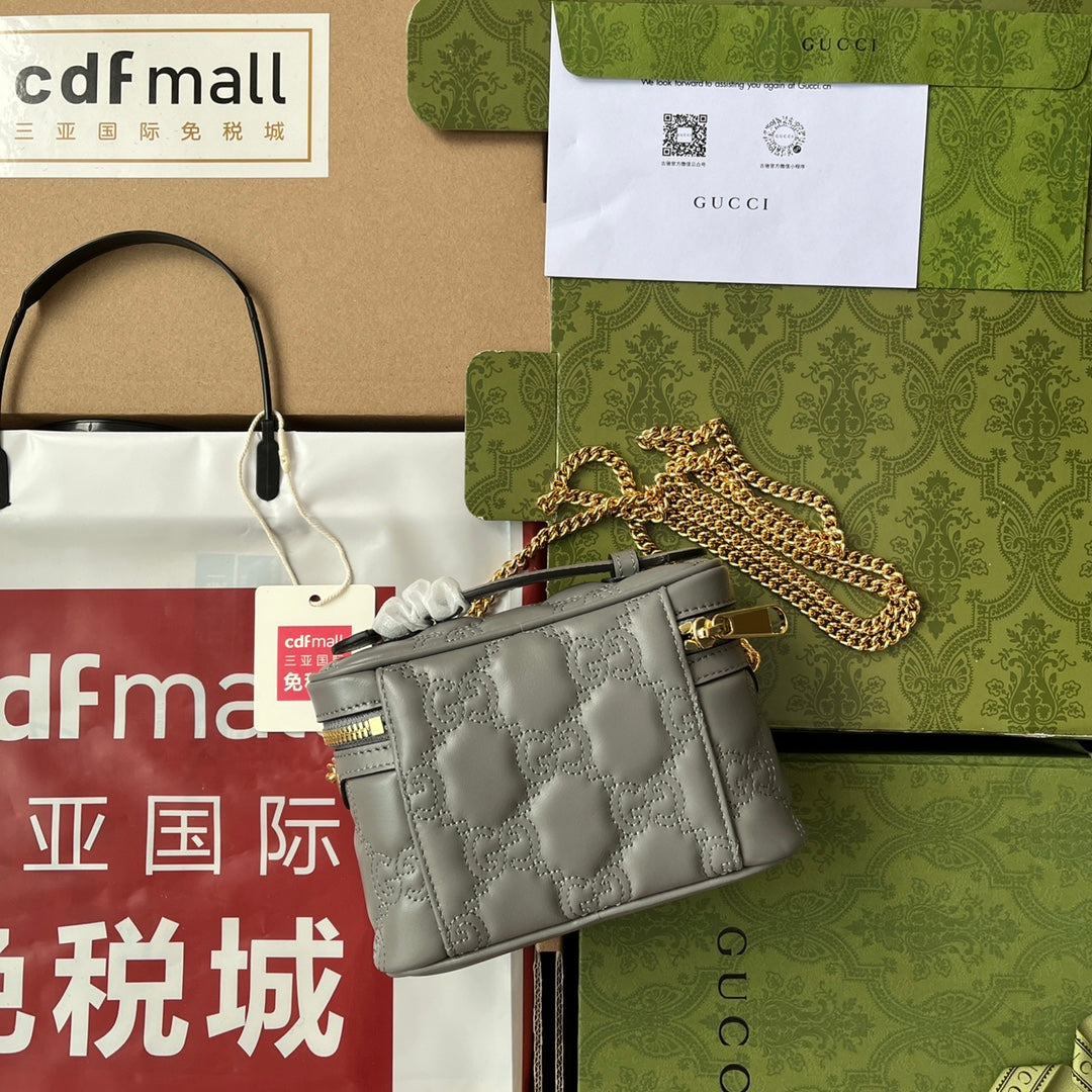 gg Quilted gg Mini Handbag Gray For Women, Women’s Bags 6.3in/16cm gg 723770 UM8IG 1275
