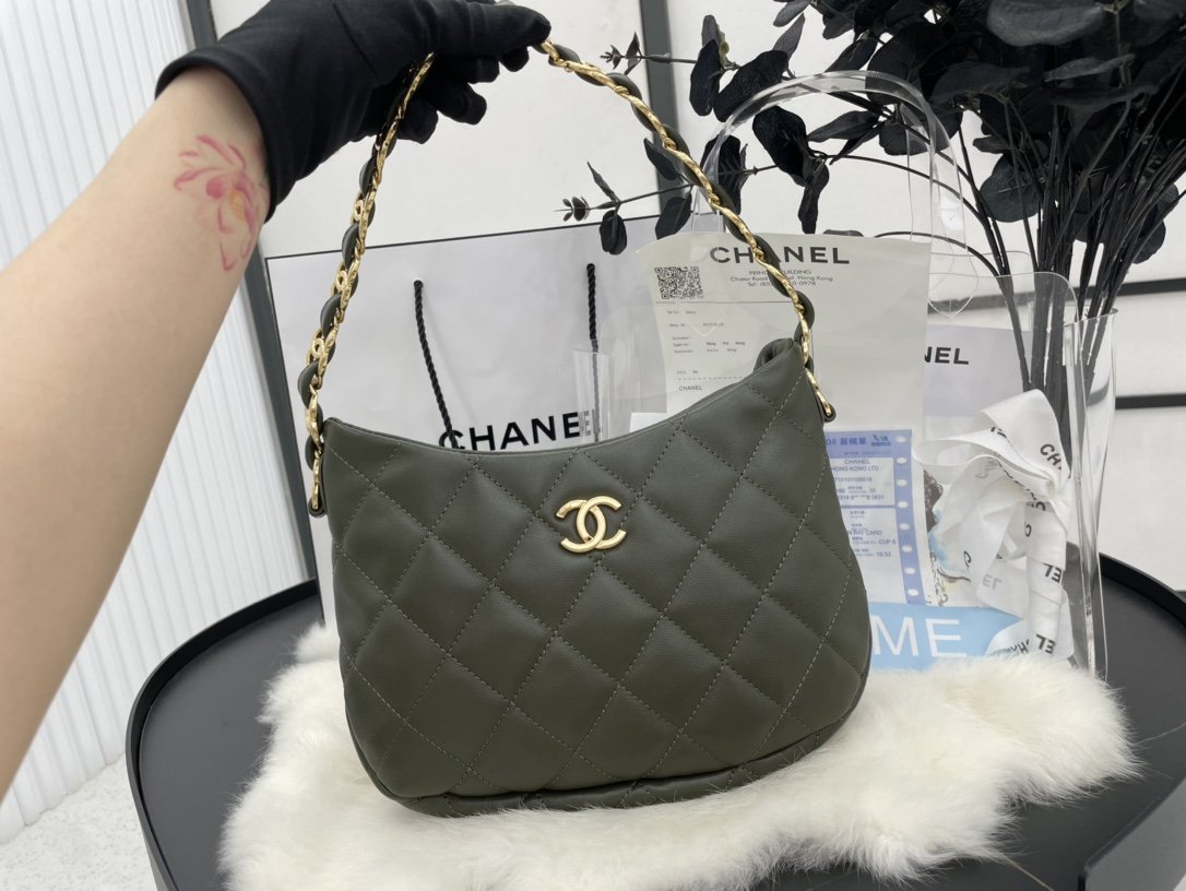 ChanelHobo Handbag Emerald Green For Women, Women’s Bags 9.4in/24cm