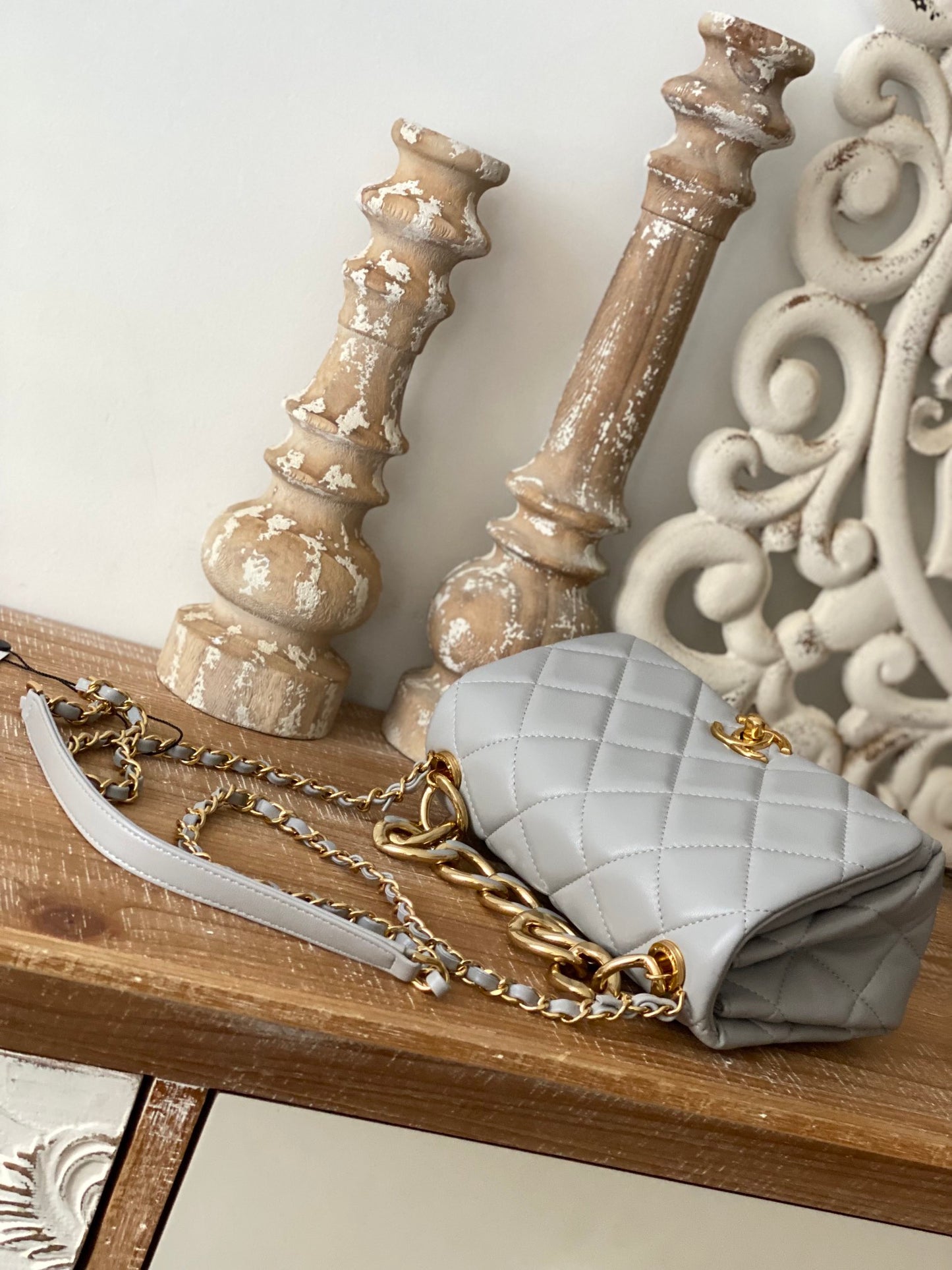 CHL Classic Diamond Flap Bag Gray For Women, Women’s Bags 9.1in/23cm